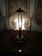 Nachtlamp/Tafellamp in bewerkt glas, Zie foto, Verzenden, Zo goed als nieuw, Glas