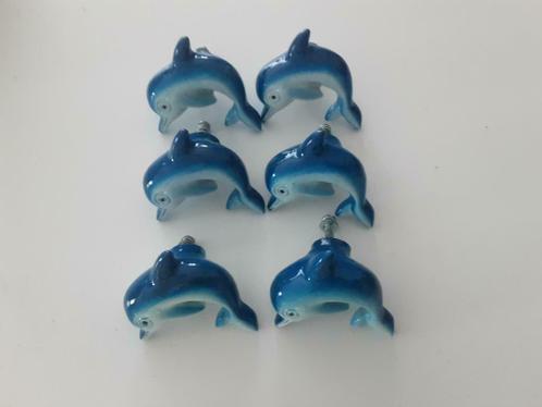 6x Dolfijnen handvatjes/deurknopjes