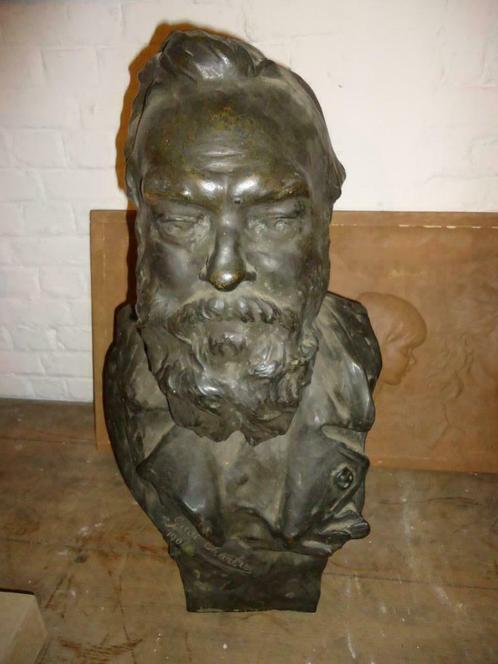 1904 G. CHARLIER buste bronze peintre Guill. Van Strydonck, Antiquités & Art, Art | Sculptures & Bois, Enlèvement
