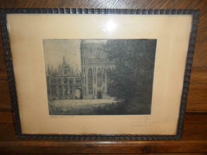 Eau Forte Charles Claude Houssard (Liège, 1884 - Etterbeeck, Antiek en Kunst, Kunst | Etsen en Gravures, Ophalen of Verzenden