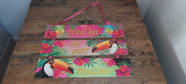 Nieuw houten wandbord Beach rum Toucan, Huis en Inrichting, Woonaccessoires | Wanddecoraties, Nieuw, Verzenden