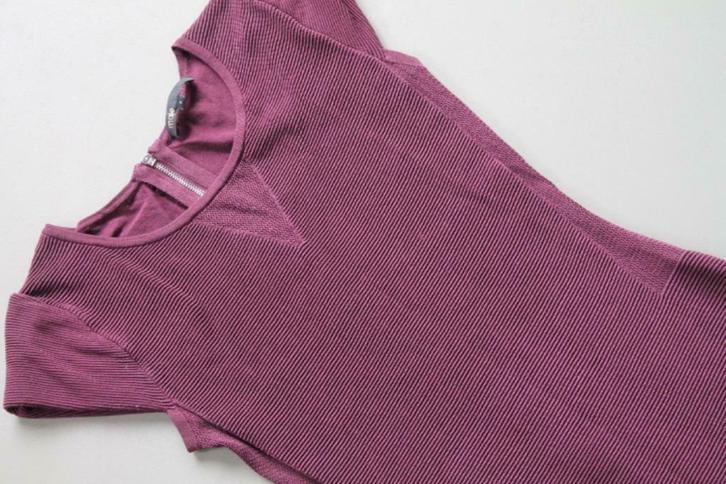 Auberginekleurige fijn gebreide jurk Maje, lange rits achter, Kleding | Dames, Jurken, Zo goed als nieuw, Maat 36 (S), Overige kleuren