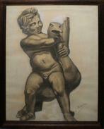 L. Moerman: Kind met gans (61 x 75 cm)