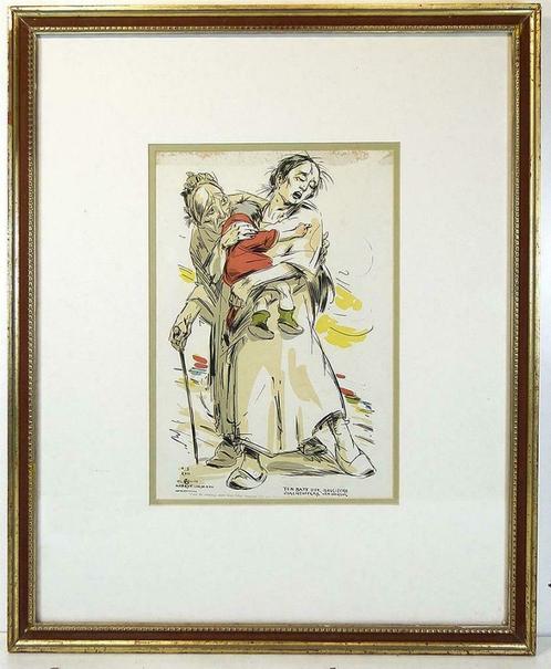 litho  - Alfred Ost - Oorlogslachtoffers, Antiek en Kunst, Kunst | Litho's en Zeefdrukken, Ophalen of Verzenden