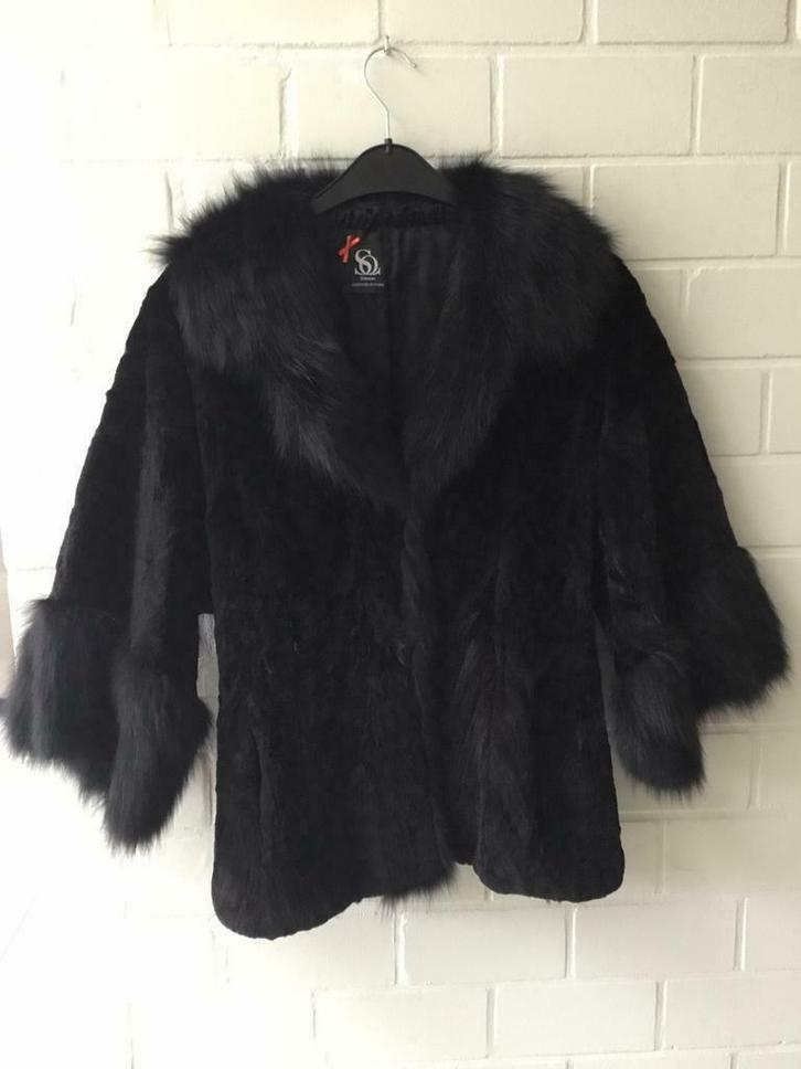 Jas in pels SINEQUANONE DESIGNED IN PARIS, Kleding | Dames, Jassen | Winter, Zo goed als nieuw, Maat 38/40 (M), Zwart, Ophalen of Verzenden