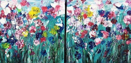 Hilda Hendriksen, Flowerfield, Antiek en Kunst, Kunst | Schilderijen | Modern