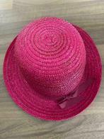 Vintage Fuchsia strohoed (kind), Kinderen en Baby's, Meisje, Gebruikt, Ophalen of Verzenden, Hoed