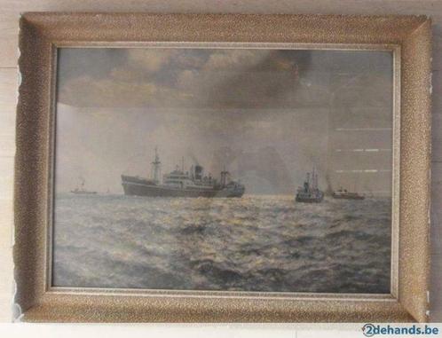 schilderij/prent Britse stoomschip S.S. Manaar, Antiek en Kunst, Kunst | Schilderijen | Modern