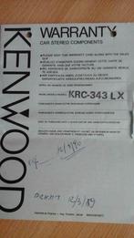 garantiekaart "Kenwood autoradio" A4 vintage '89, Ophalen of Verzenden, Zo goed als nieuw, Verpakking