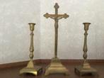 2 bougeoirs et 1 crucifix en cuivre, Antiquités & Art, Enlèvement