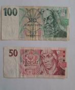 2 bankbiljetten 100 en 50 korun 1997 Tsjechië CZECH, Ophalen of Verzenden