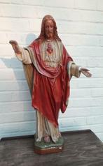 Statue Jésus Sacré Coeur en plâtre bras amovibles 70 cm, Antiquités & Art, Art | Sculptures & Bois, Enlèvement
