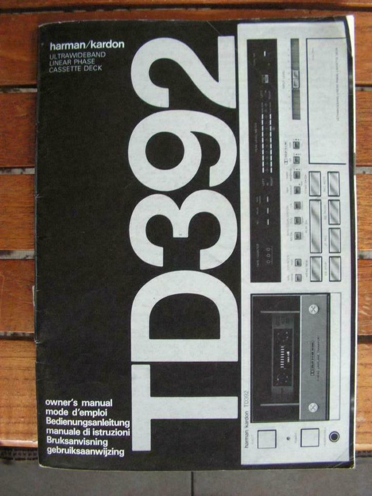 Originele handleiding Harman/Kardon cassettedeck TD392, Audio, Tv en Foto, Cassettedecks, Ophalen of Verzenden