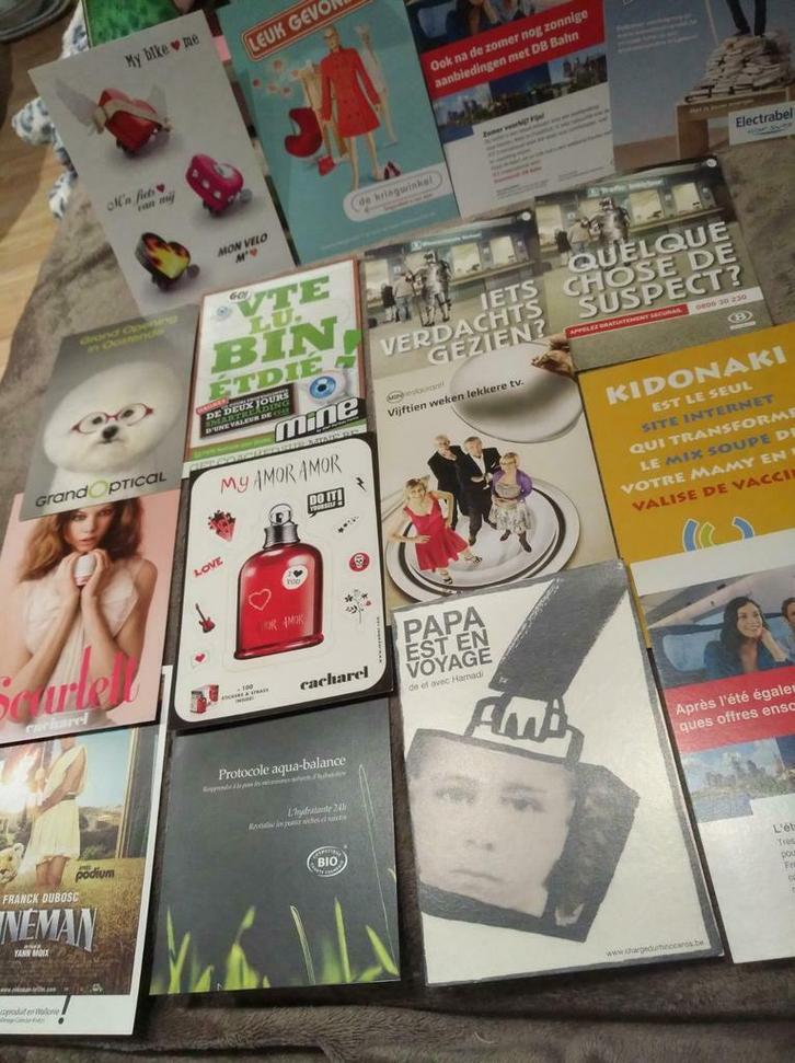Reclamekaarten: parfum, film, drankje, radio, smurf, Verzamelen, Merken en Reclamevoorwerpen, Zo goed als nieuw, Overige typen