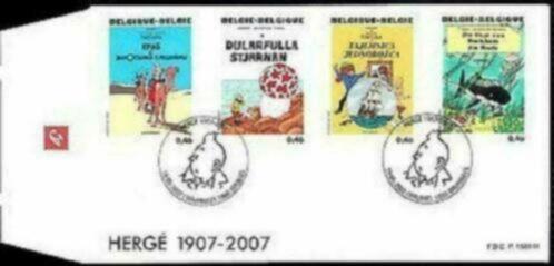 Année 2007 : FDC 3644-3647 - Hergé : Tintin Kuifje, Timbres & Monnaies, Timbres | Europe | Belgique, Enlèvement ou Envoi