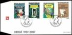 Année 2007 : FDC 3657-3660 - Hergé : Tintin Kuifje, Ophalen of Verzenden