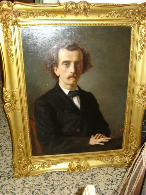 1868 EDOUARD AGNEESSENS olieverf portret schilder Hennebicq, Antiek en Kunst, Kunst | Schilderijen | Klassiek, Ophalen