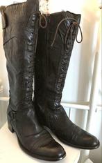 Bottes hautes, de marque Zinda, pointure 39, en cuir brun, Comme neuf, Brun, Zinda, Bottes hautes