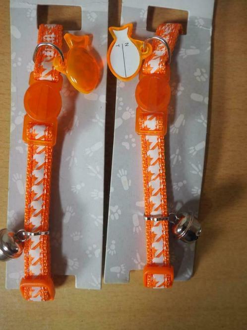 Oranje kattebandje + ID tag, belletje & veiligheidssluiting, Dieren en Toebehoren, Katten-accessoires, Nieuw, Ophalen of Verzenden