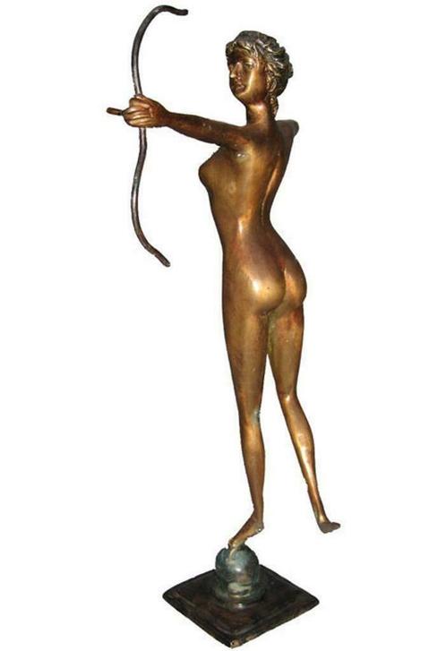 Art Nouveau brons Diane à la Chasse naar Augustus St Gaudens, Antiquités & Art, Art | Sculptures & Bois, Envoi