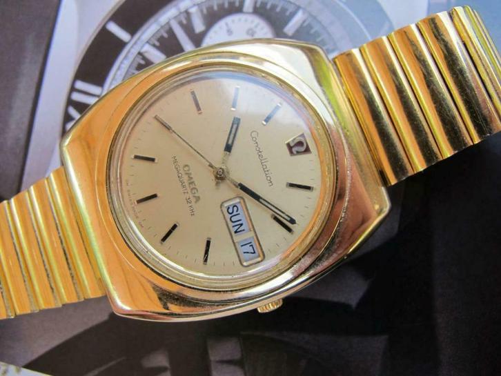 Omega Constellation Megaquartz DD ca. 1972, Handtassen en Accessoires, Horloges | Antiek, Polshorloge, Omega, Staal, 1960 of later