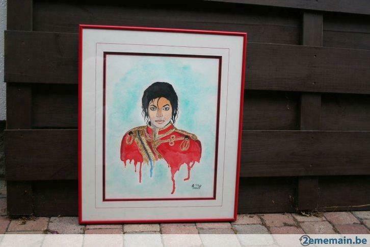 Aquarelle "Michaël jackson", Antiek en Kunst, Kunst | Schilderijen | Modern, Ophalen of Verzenden