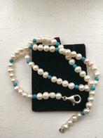 Très beau collier en perles d’eau douce naturelles, Avec pierre précieuse, Argent, Enlèvement, Blanc