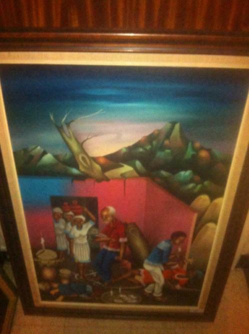 Haitiaanse schilderij personage op doek    julio jean, Antiek en Kunst, Kunst | Schilderijen | Klassiek, Ophalen of Verzenden