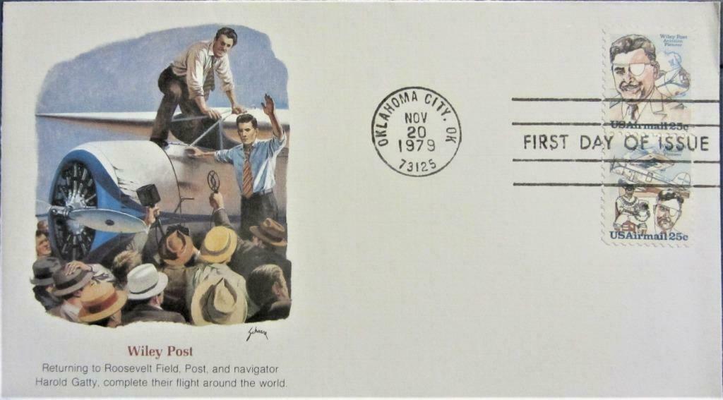 FDC - U.S.A.- WILEY POST, Enlèvement ou Envoi, Affranchi, Avions
