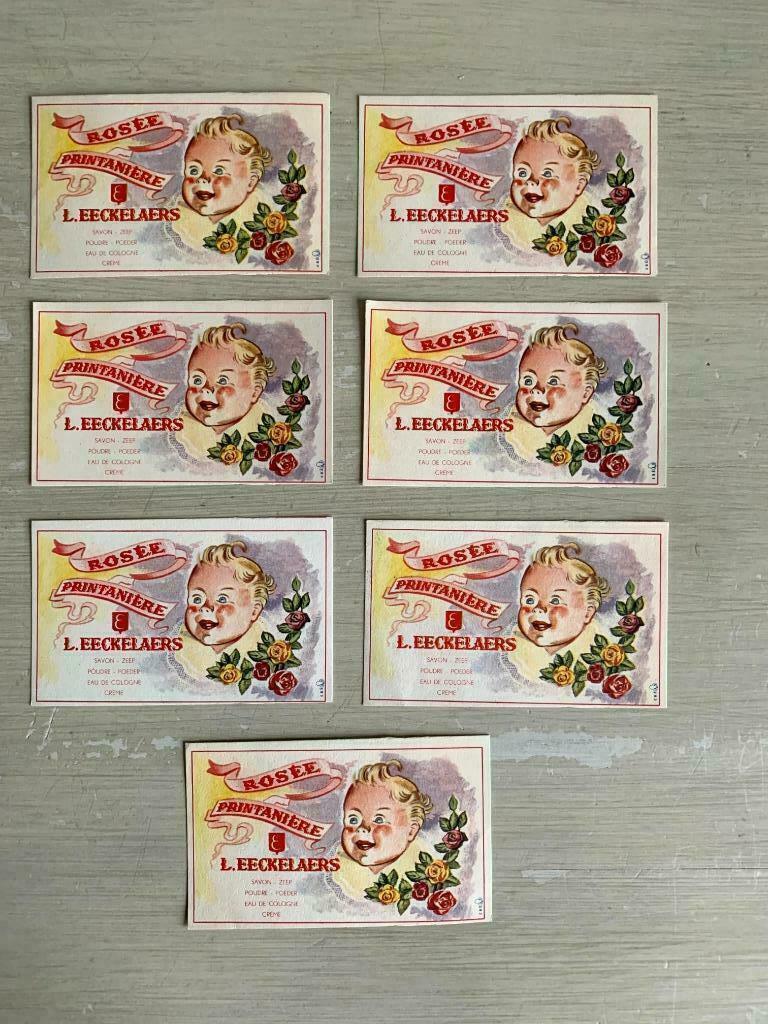 7 prachtige labels van "Rosée Printanière"., 1960 tot 1980, Foto, Ophalen of Verzenden, Zo goed als nieuw