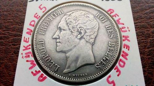 5 Francs 1850 (Leopold I) Afwijkende 5 !! Zeldzaam !!, Timbres & Monnaies, Monnaies | Europe | Monnaies euro, Enlèvement ou Envoi