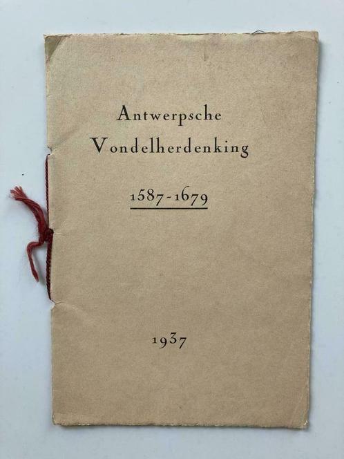 Antwerpse Vondelherdenking 1937 - Maurits Sabbe, Livres, Histoire & Politique, Enlèvement ou Envoi