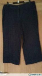 Damesbroek in linnen stof 3/4 marineblauw, Kleding | Dames, Broeken en Pantalons, Gedragen, Blauw, Maat 42/44 (L), Ophalen of Verzenden