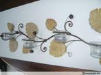 Support bougie en fer forgé d'art avec feuilles à suspendre., Maison & Meubles, Enlèvement, Utilisé, Noir, Bougie