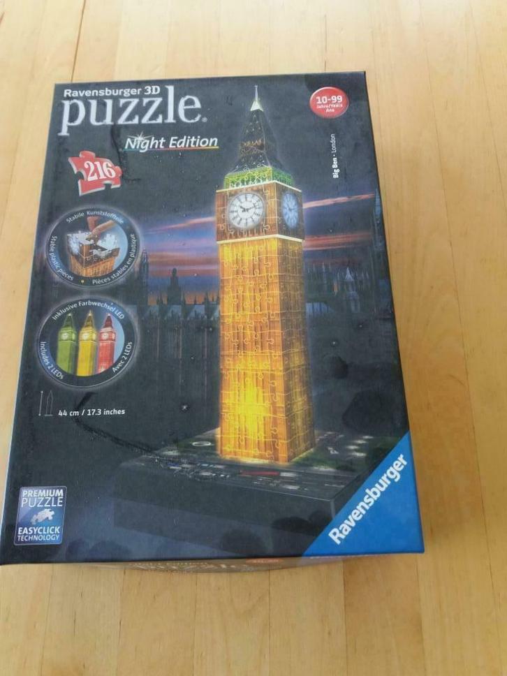 Puzzle 3 D  Big Ben Night Edition, Hobby & Loisirs créatifs, Sport cérébral & Puzzles, Comme neuf, Puzzle, Enlèvement ou Envoi
