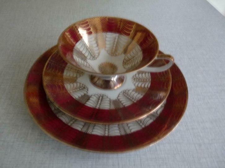 set van 3 stuks kop, schotel, dessertbord, Antiek en Kunst, Antiek | Servies los, Ophalen of Verzenden