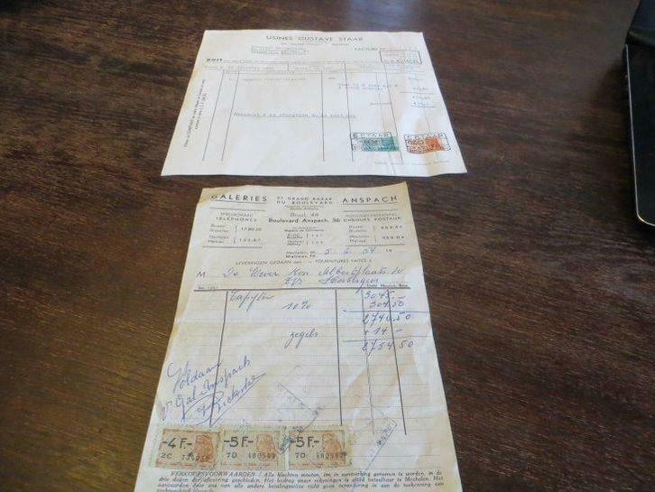 Oude facturen 1950 -54 ( Galeries Anspach en Usines G.STAAR), Verzamelen, Tijdschriften, Kranten en Knipsels, Knipsel(s), 1940 tot 1960