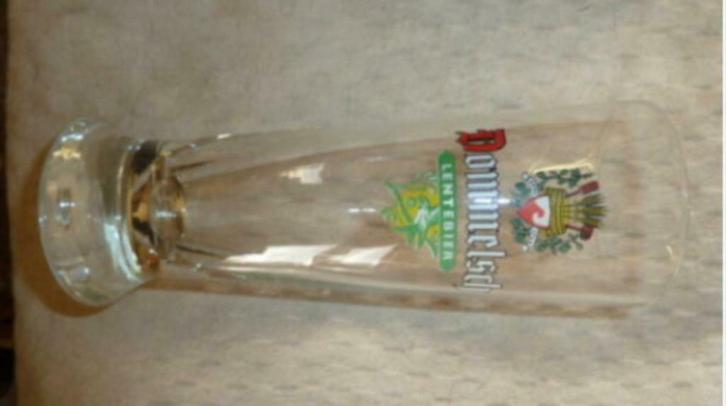 #E bier glas DOMMELSCH LENTEBIER Anno 1744, Verzamelen, Glas en Drinkglazen, Gebruikt, Bierglas, Ophalen of Verzenden