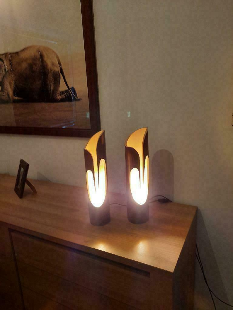 Bestuiven klein Eerste ② Decoratielampen/ nachtlampen bamboe 2 stuks — Lampen | Tafellampen —  2dehands