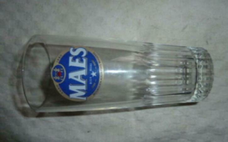 #F bier glas MAES Brouwerijen Alken - Maes Brasseries, Verzamelen, Glas en Drinkglazen, Gebruikt, Bierglas, Ophalen of Verzenden