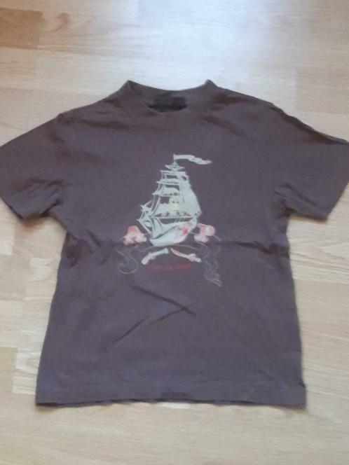 T-shirt korte mouw-Nonito Kids-116-bruin met tekening schip, Kinderen en Baby's, Kinderkleding | Maat 116, Nieuw, Jongen, Shirt of Longsleeve
