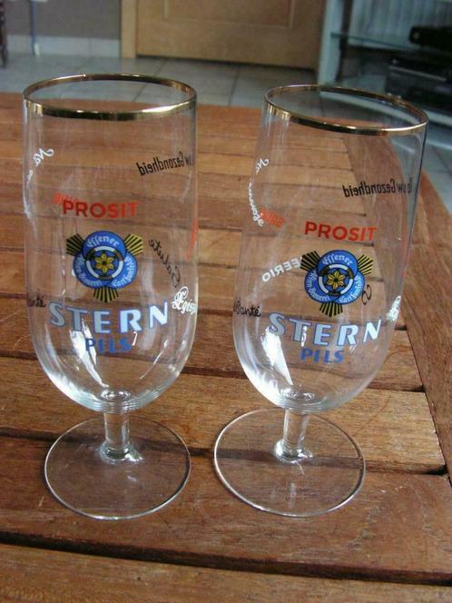 Deux verres de « Stern Pils », Collections, Verres & Petits Verres, Comme neuf, Verre à bière, Enlèvement ou Envoi