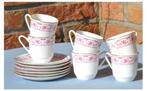 §6 tasses moka avec sous tasse porcelaine de chine fleur ros, Enlèvement ou Envoi, Comme neuf, Autres styles, Porcelaine