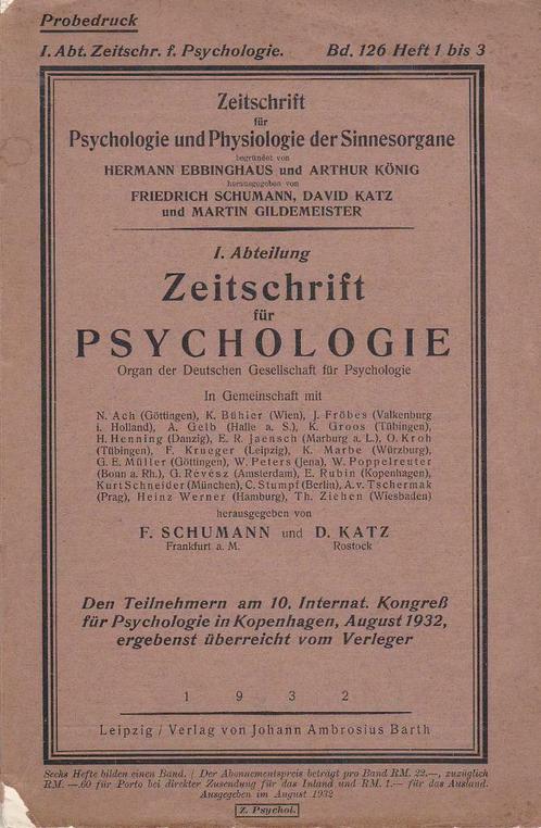 Zeitschrift f&uuml;r Psychologie und Physiologie der Sinneso, Livres, Journaux & Revues, Utilisé, Autres types, Enlèvement ou Envoi