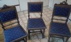 Set van 3 antieke eiken stoelen met stoffen bekleding, Enlèvement