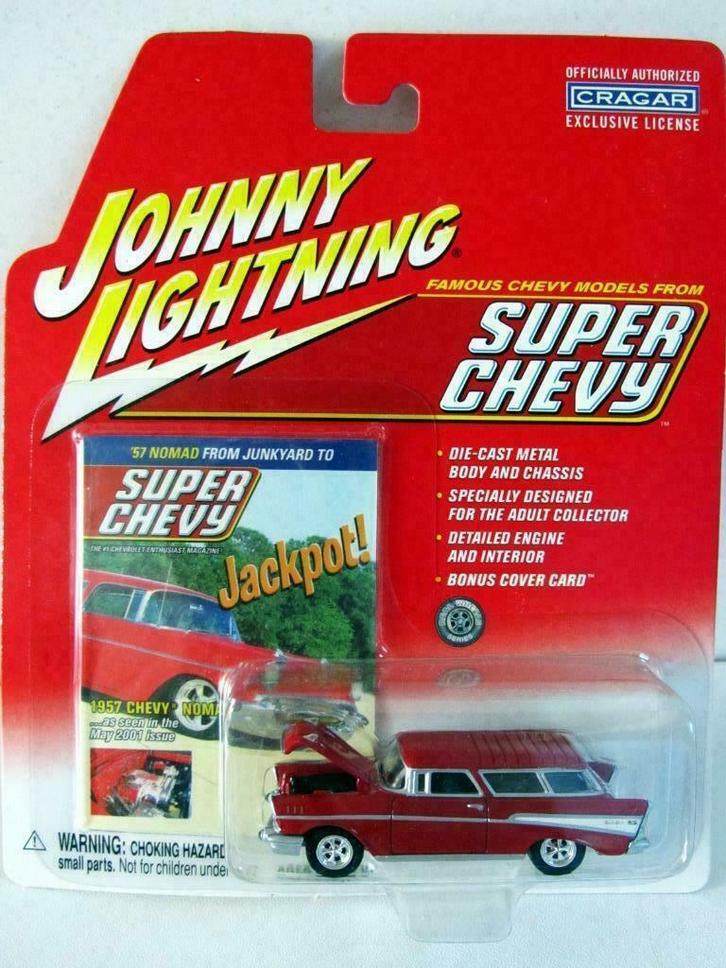 1957 Chevrolet Nomad SUPER CHEVY Johnny Lightning Cragar, Hobby en Vrije tijd, Modelauto's | Overige schalen, Nieuw, Auto, Ophalen of Verzenden