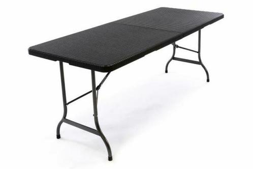 Klaptafel Tuintafel Rotan-Look 180 x 75 cm Zwart. Tot 170kg, Tuin en Terras, Tuinmeubel-accessoires, Nieuw, Ophalen of Verzenden