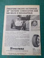 Rodger Ward - publicité papier pneus Firestone - 1962, Collections, Enlèvement ou Envoi, Utilisé, Autres types
