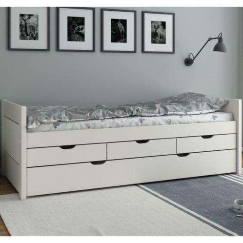 Onderschuifbed + 3 lades LEOPOLD WIT 90x200, Kinderen en Baby's, Kinderkamer | Bedden, Lattenbodem, Matras, Ophalen of Verzenden