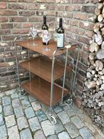 vintage inklapbare serveertrolley op wielen, Antiquités & Art, Enlèvement